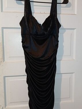 Trixxi Black Ruched Satin Midi Dress